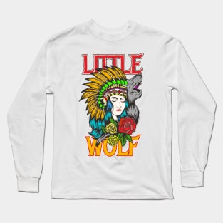 Little Wolf / Native American Girl Long Sleeve T-Shirt